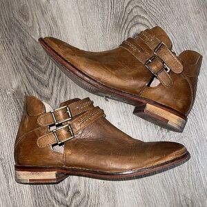 Free People Braeburn Double Buckle Leather City Style Booties 36